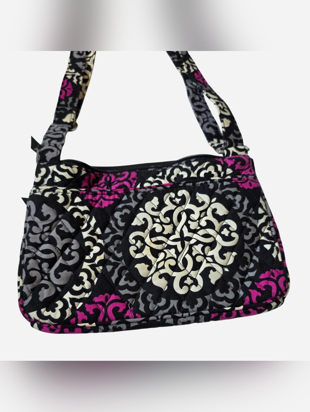Vera Bradley Quilted Medallion Crossbody - Black, White & Pink